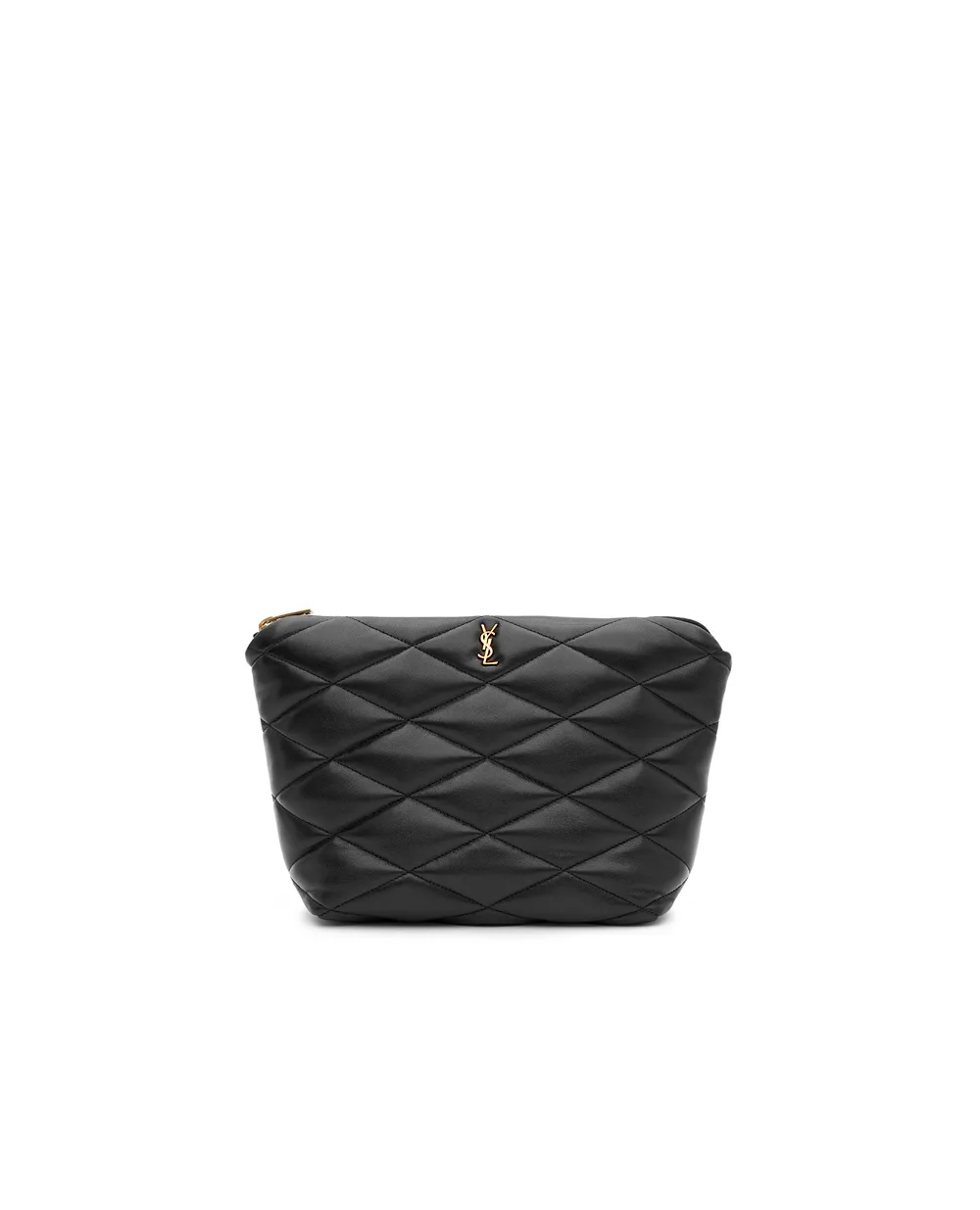 Кожанная стеганная косметичка Saint Laurent 834481-1EL07, черный цвет • Купить в интернет-магазине Kameron