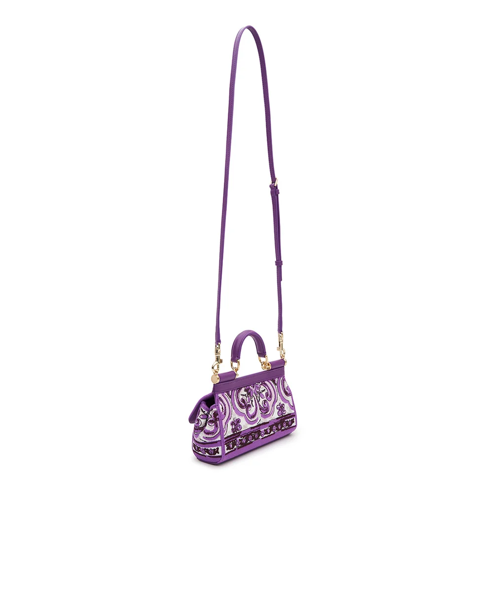 Кожаная сумка Majolica Sicily Small Dolce&Gabbana BB7116-BW050, фиолетовый цвет • Купить в интернет-магазине Kameron