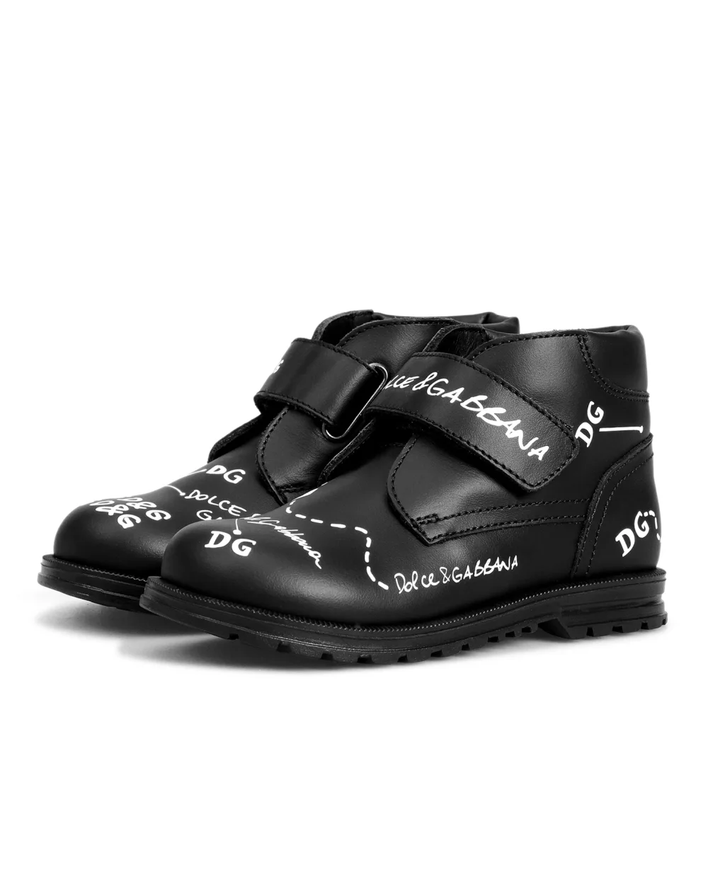Детские кожаные ботинки Dolce&Gabbana Kids DL0064-AH813, черный цвет • Купить в интернет-магазине Kameron