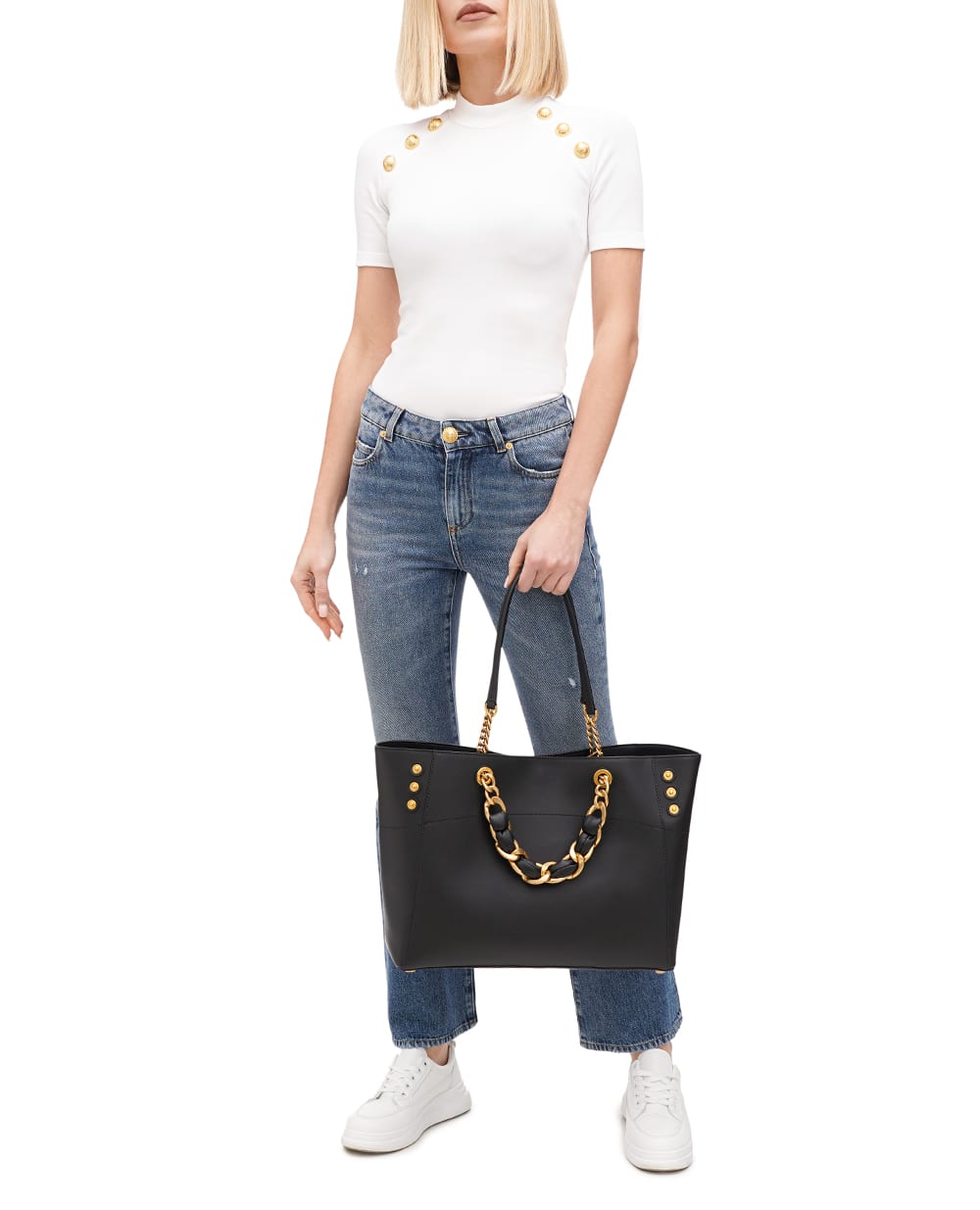 Кожаная сумка 1945 Soft Cabas Balmain CN1FF827LARN, черный цвет • Купить в интернет-магазине Kameron
