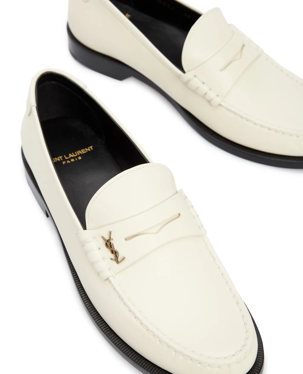 Кожаные лоферы Saint Laurent 670232-18RTT, белый цвет • Купить в интернет-магазине Kameron