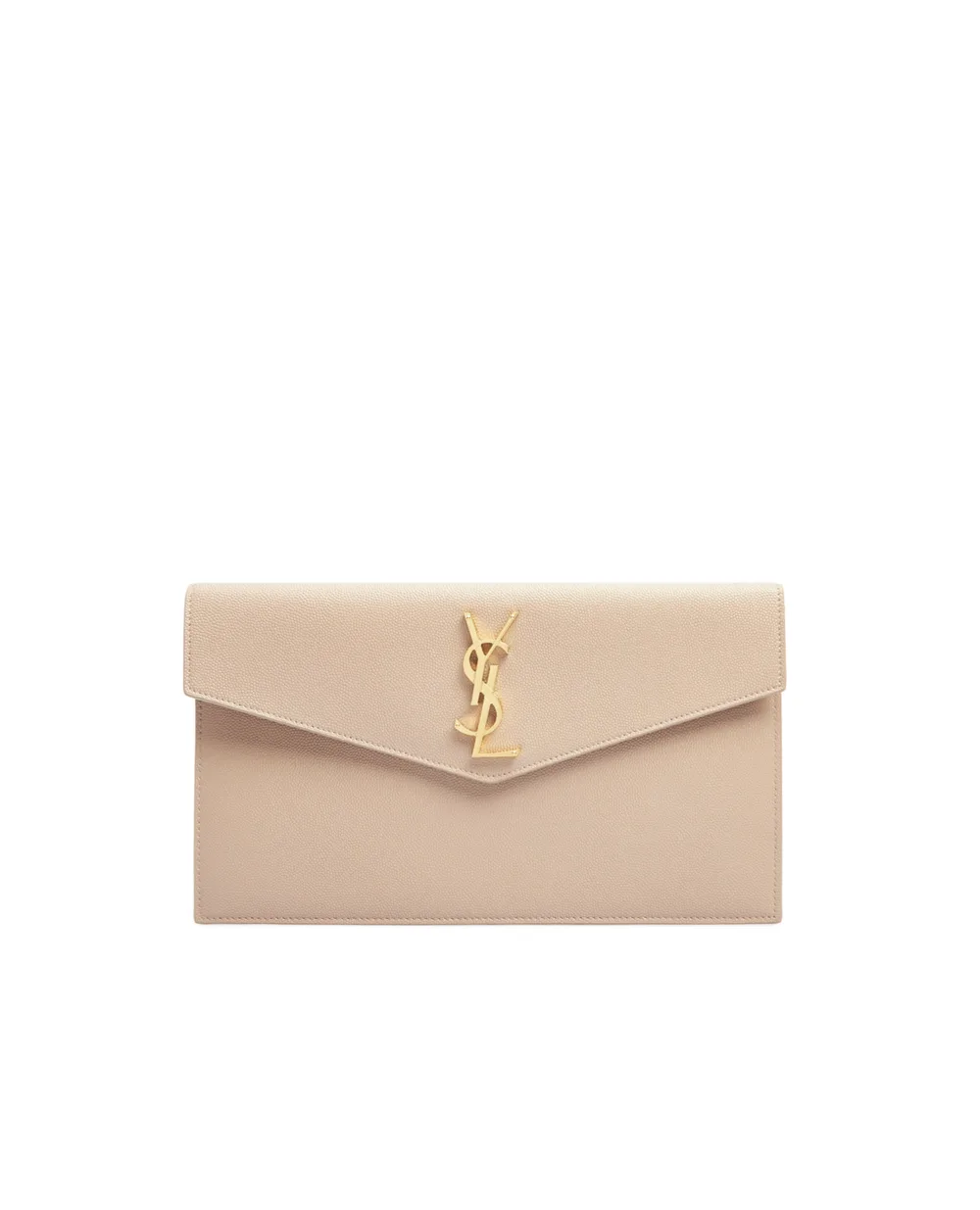 Кожаный клатч Uptown Saint Laurent 565739-1GF0J, бежевый цвет • Купить в интернет-магазине Kameron
