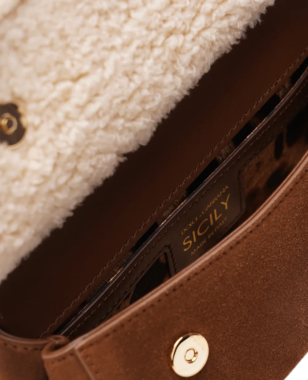 Кожаная сумка Sicily Small Dolce&Gabbana BB7116-AN415, коричневый цвет • Купить в интернет-магазине Kameron