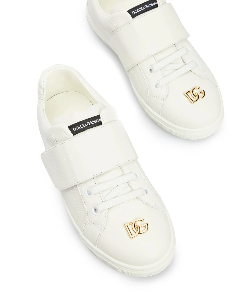 Детские кожаные кеды Dolce&Gabbana Kids D11095-AY437-S, белый цвет • Купить в интернет-магазине Kameron