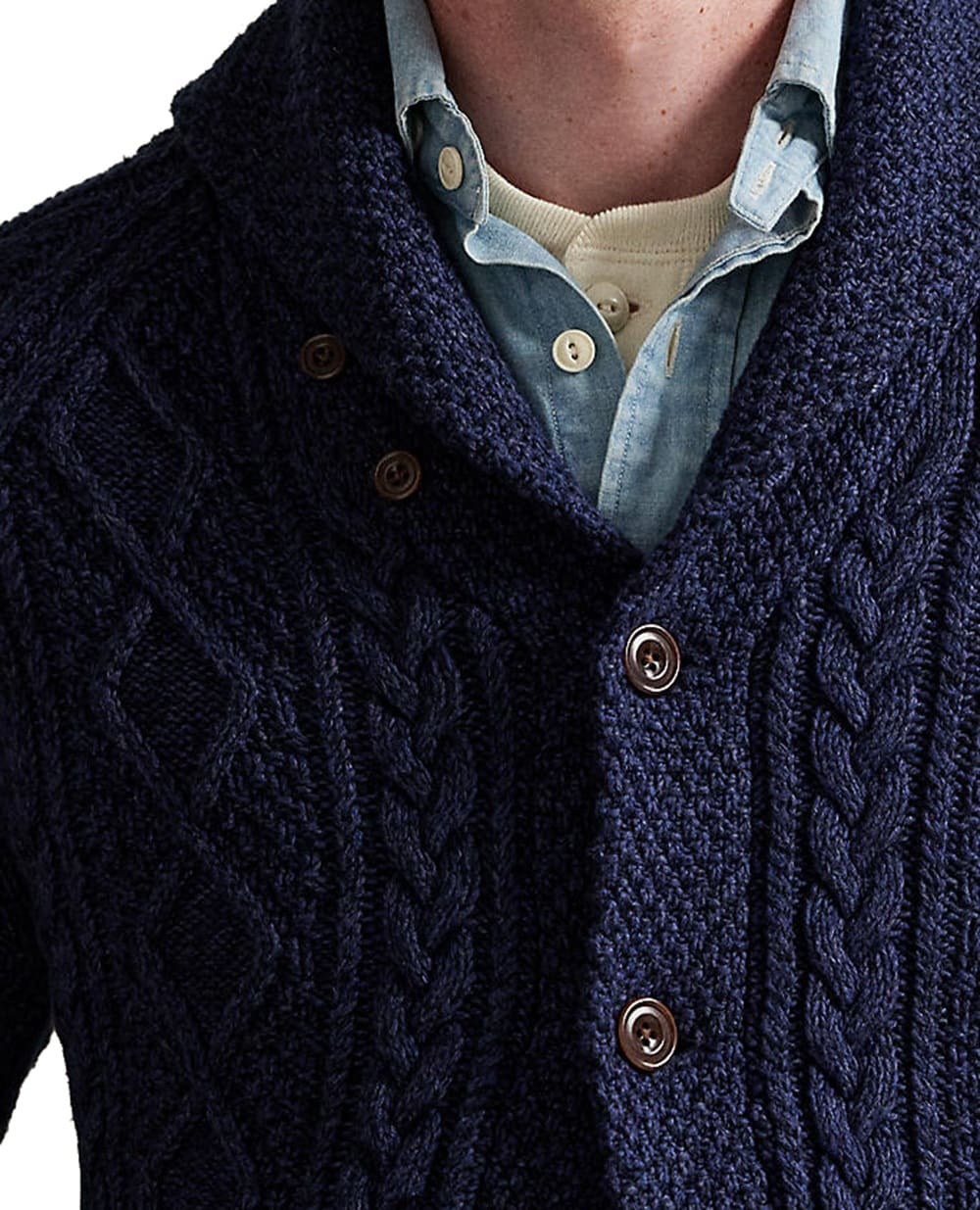 Кардиган с арановым воротом Polo Ralph Lauren 710P02704001, синий цвет • Купить в интернет-магазине Kameron