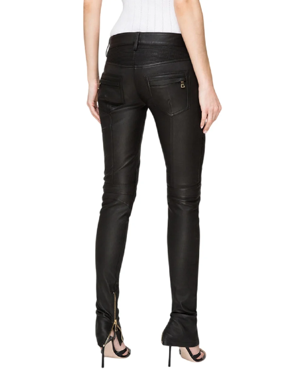 Кожаные брюки Balmain RF1995997142P, черный цвет • Купить в интернет-магазине Kameron