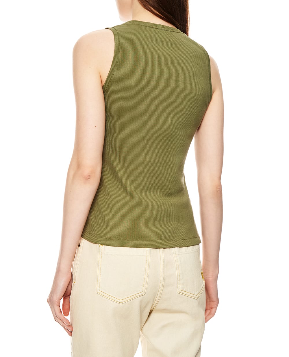 Майка в рубчик Balmain GF0EB075BD10, хаки цвет • Купить в интернет-магазине Kameron