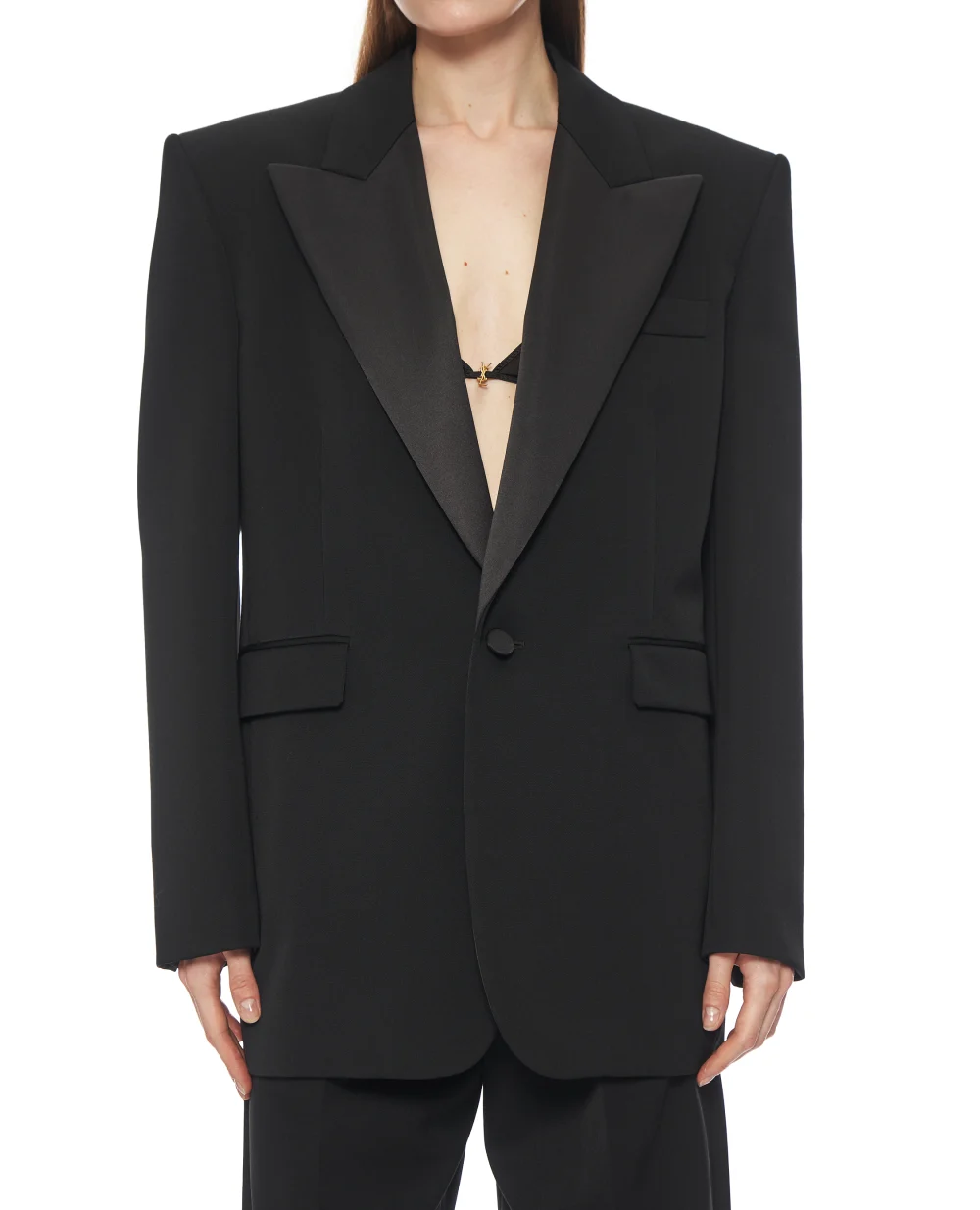 Жакет-смокинг Saint Laurent 824182-Y7E63, черный цвет • Купить в интернет-магазине Kameron