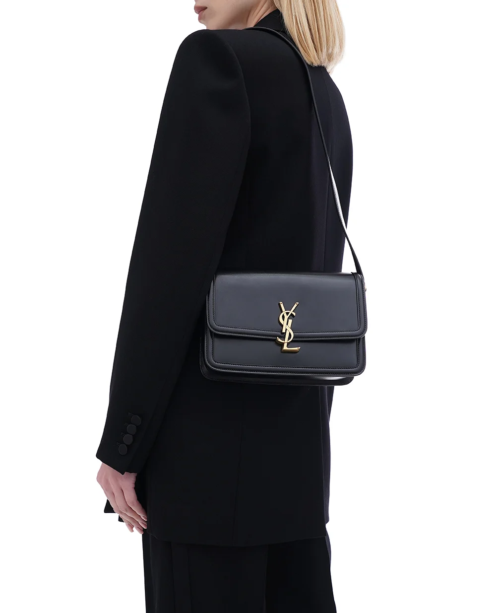 Шкіряна сумка Solferino Medium Saint Laurent 634305-0SX0W, чорний колір • Купити в інтернет-магазині Kameron