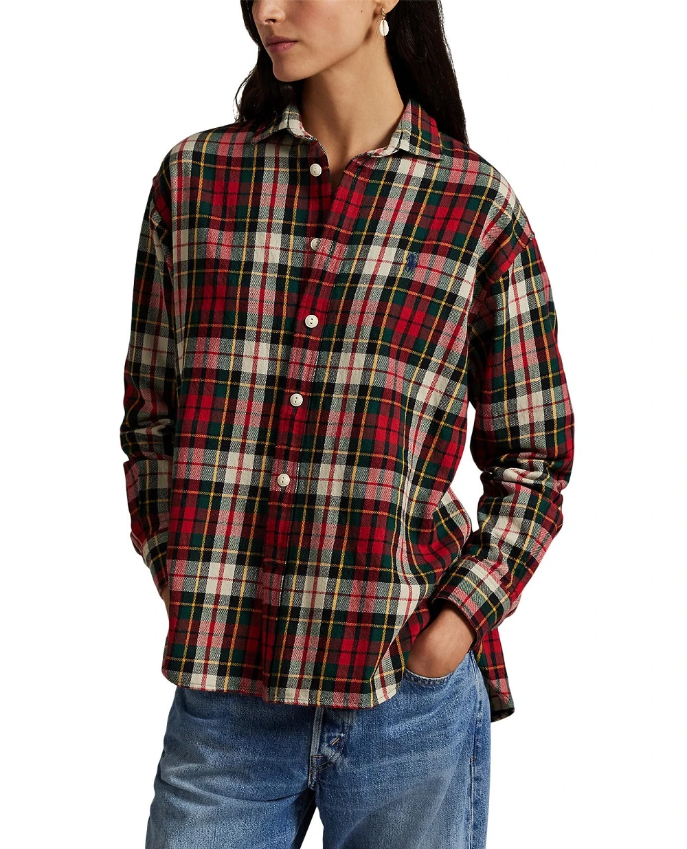 Рубашка из хлопкового твила в клетку Polo Ralph Lauren 211978159003, разноцветный цвет • Купить в интернет-магазине Kameron
