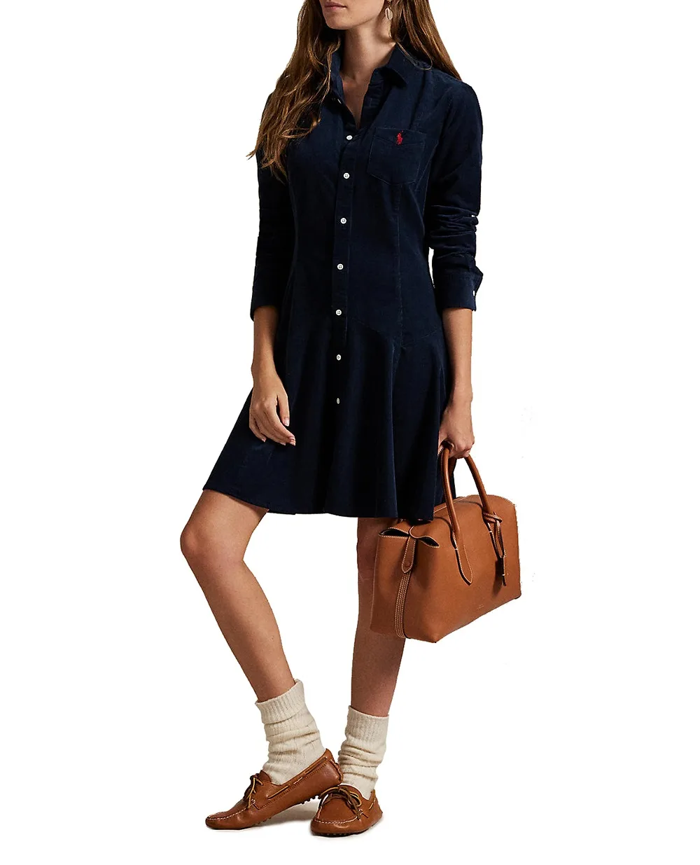 Платье-рубашка вельветовое Polo Ralph Lauren 211972069004, синий цвет • Купить в интернет-магазине Kameron