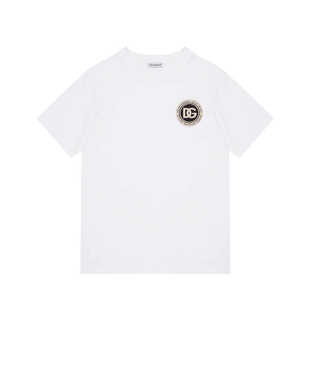 Детская футболка с аппликацией Dolce&Gabbana Kids L4JTHU-G7P1P-B, белый цвет • Купить в интернет-магазине Kameron