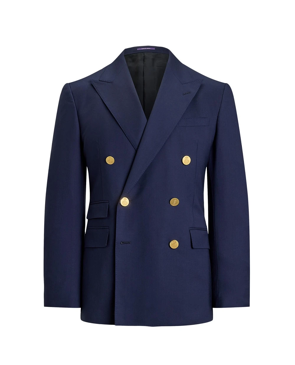 Пиджак двубортный ручной работы от Gregory из шерсти Ralph Lauren Purple Label 798765810001, синий цвет • Купить в интернет-магазине Kameron