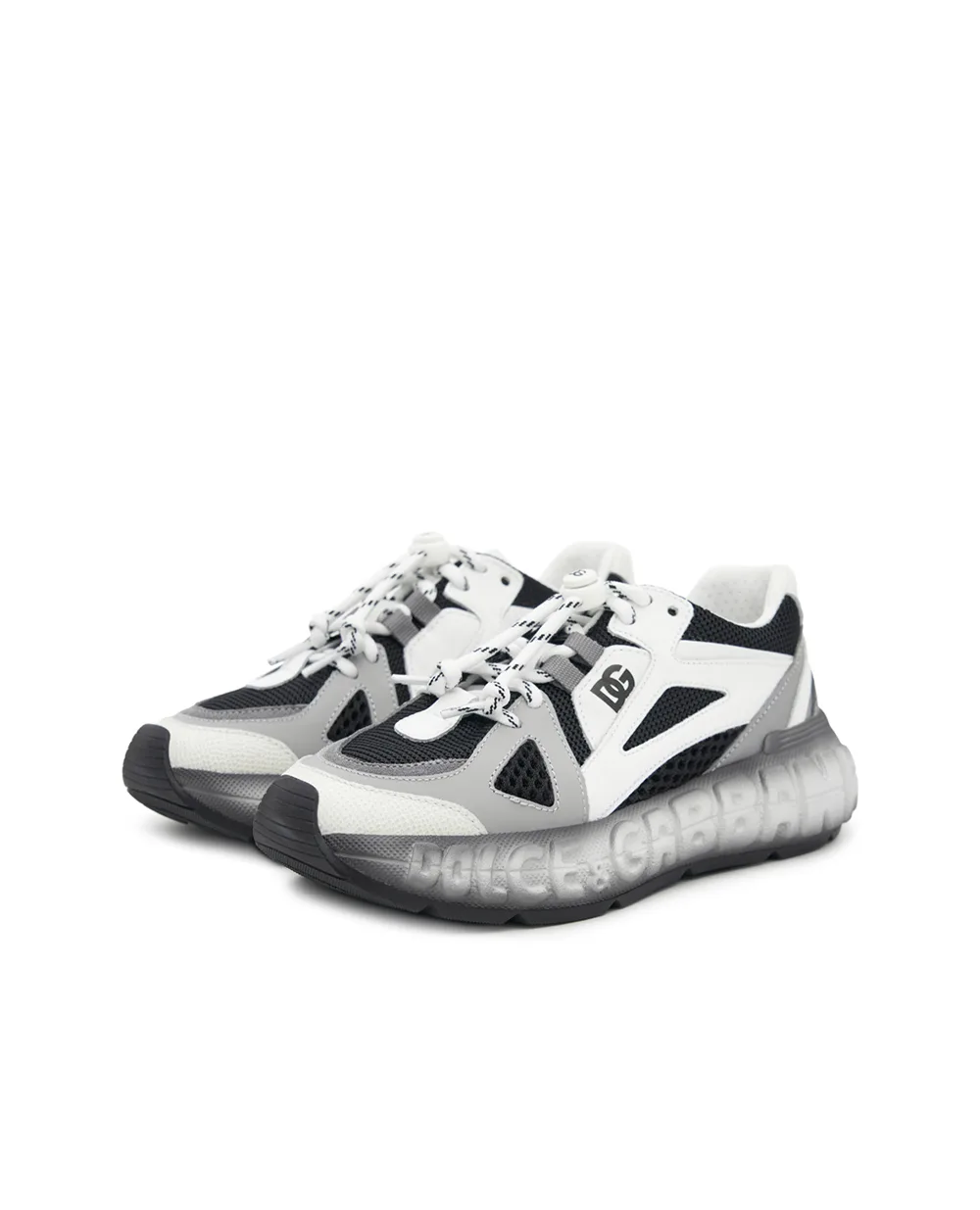 Детские кроссовки DG Bounce 12 из нейлона и телячьей кожи Dolce&Gabbana Kids DA5290-AX260-L, серый цвет • Купить в интернет-магазине Kameron