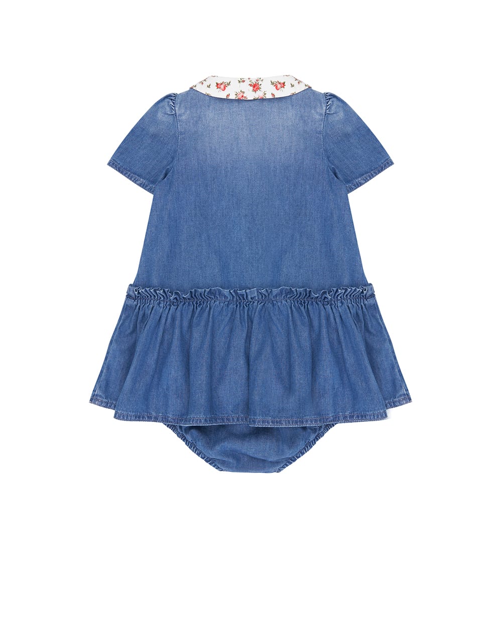 Детское джинсовое платье с вышивкой логотипа Dolce&Gabbana Kids L24DO6-LDD72, синий цвет • Купить в интернет-магазине Kameron