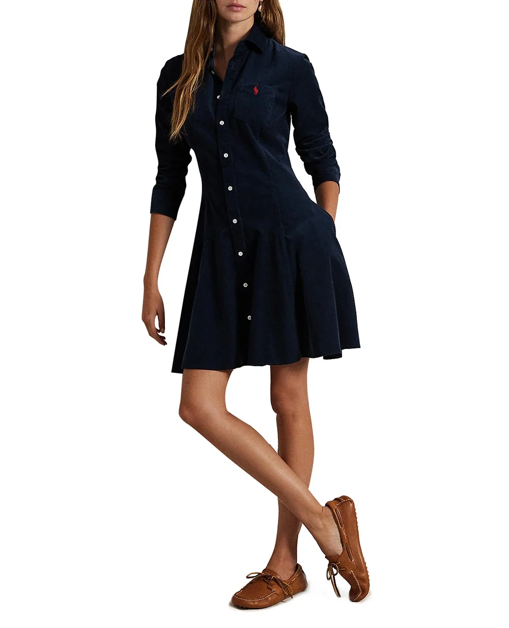 Платье-рубашка вельветовое Polo Ralph Lauren 211972069004, синий цвет • Купить в интернет-магазине Kameron