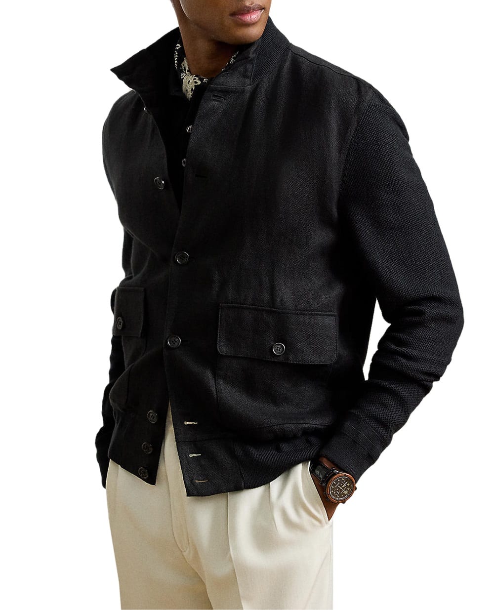 Кардиган із шовку та льону Ralph Lauren Purple Label 790973319002, чорний колір • Купити в інтернет-магазині Kameron