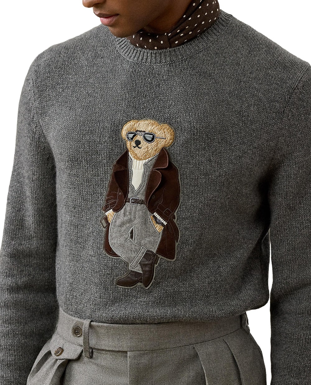 Свитер Polo Bear из кашемира Ralph Lauren Purple Label 790P05453001, серый цвет • Купить в интернет-магазине Kameron