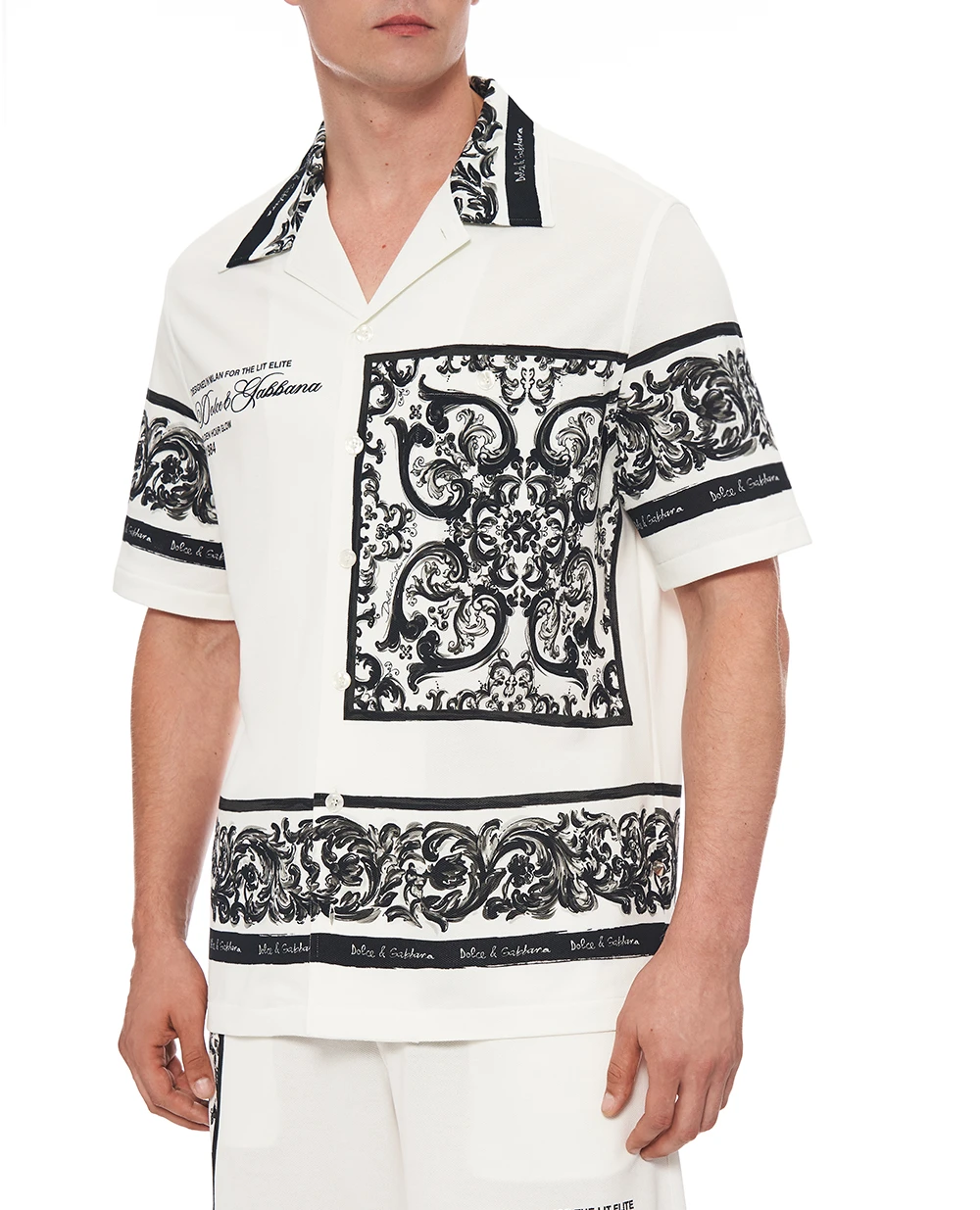 Рубашка Hawaii с принтом майолики (костюм) Dolce&Gabbana G5JH9T-II7HN, белый цвет • Купить в интернет-магазине Kameron