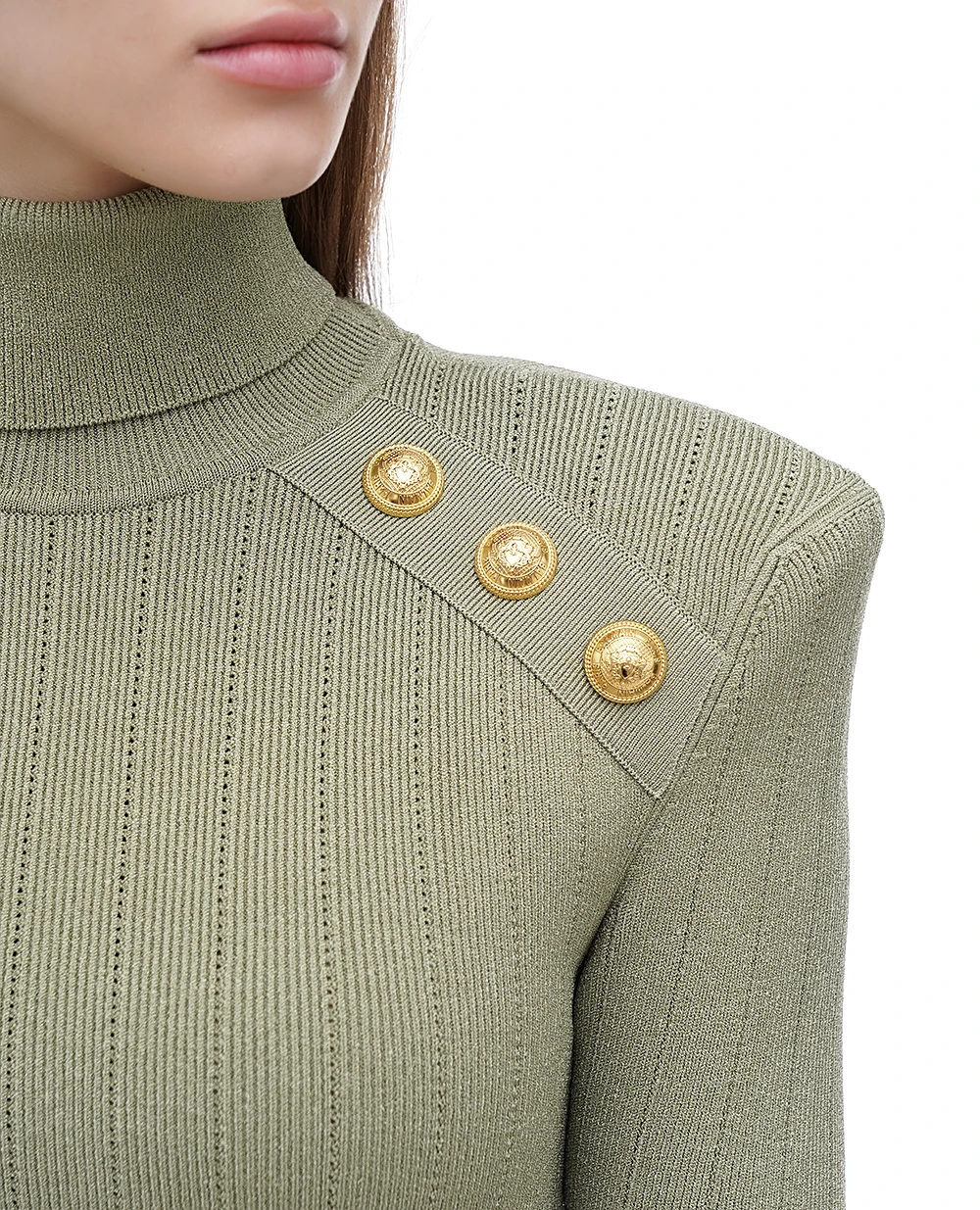 Гольф Balmain DF0KH000KB07, оливковый цвет • Купить в интернет-магазине Kameron