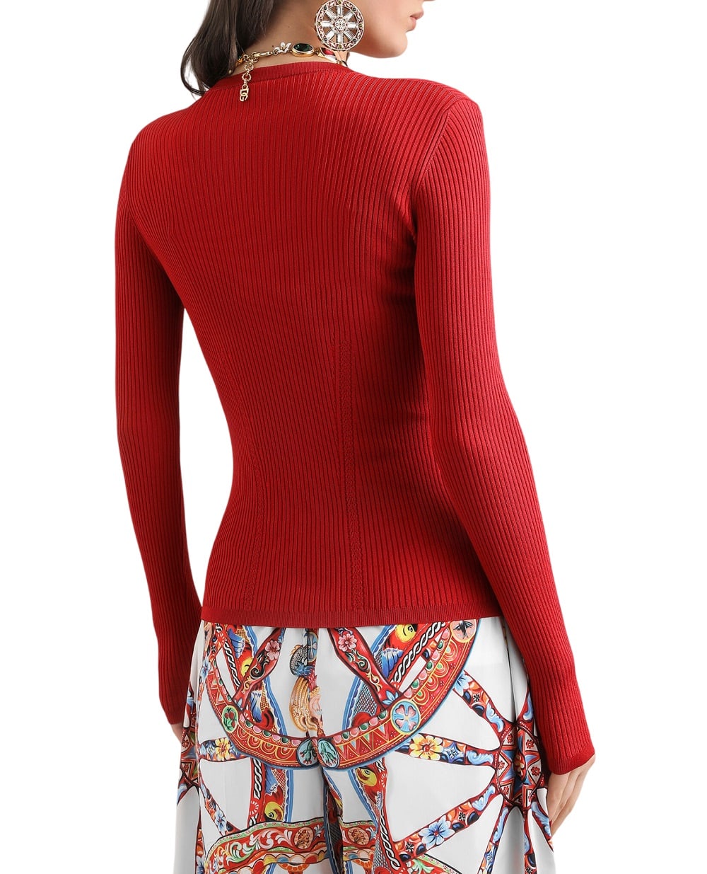 Кардиган в рубчик Dolce&Gabbana FXVETT-JAIR5, красный цвет • Купить в интернет-магазине Kameron
