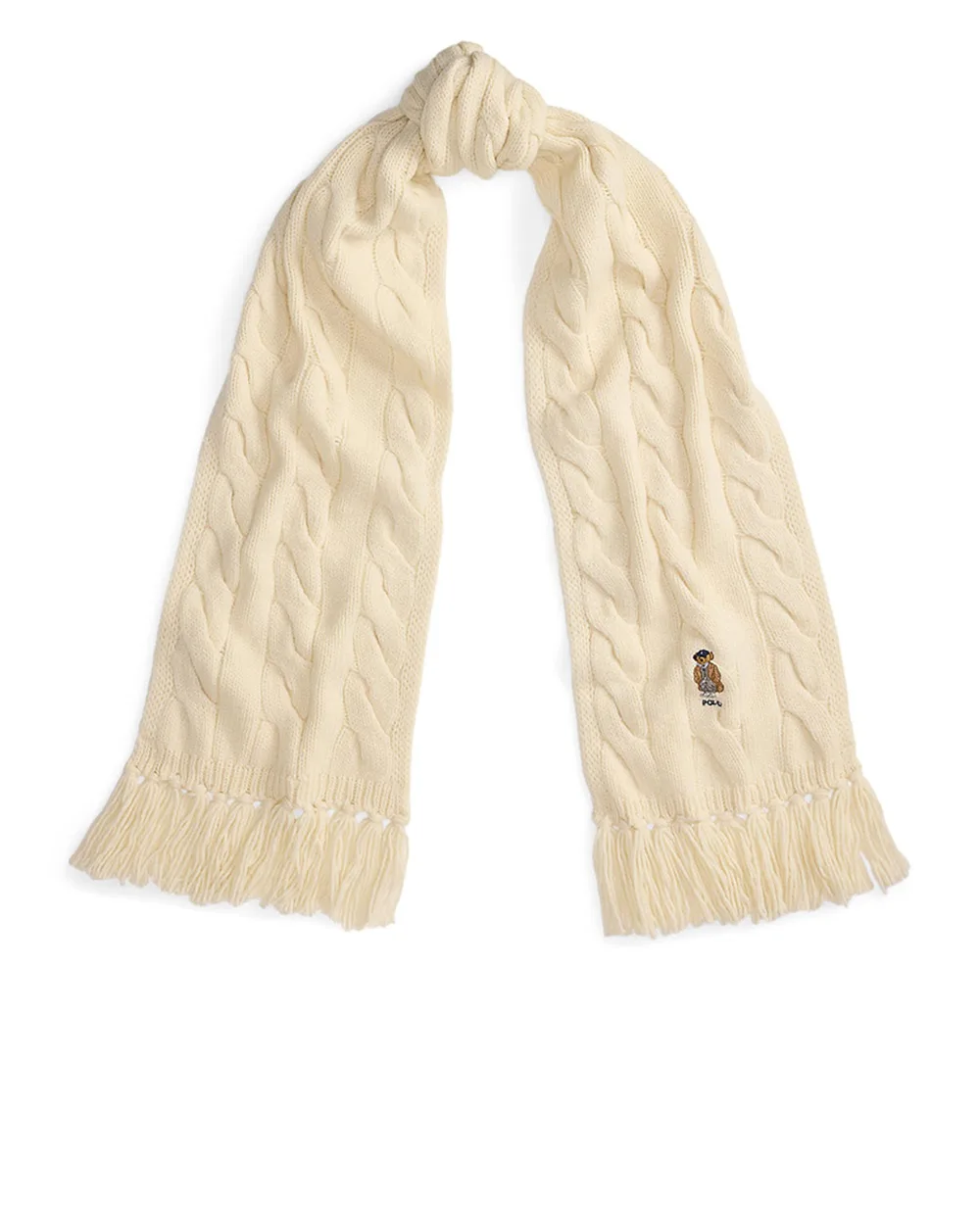 Шарф из мериносовой шерсти Polo Ralph Lauren 455981434001, бежевый цвет • Купить в интернет-магазине Kameron