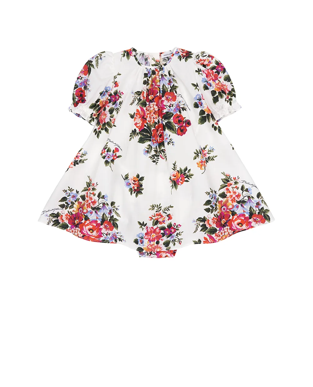 Дитяча сукня з квітковим принтом Dolce&Gabbana Kids L24DQ3-HS5UY, білий колір • Купити в інтернет-магазині Kameron