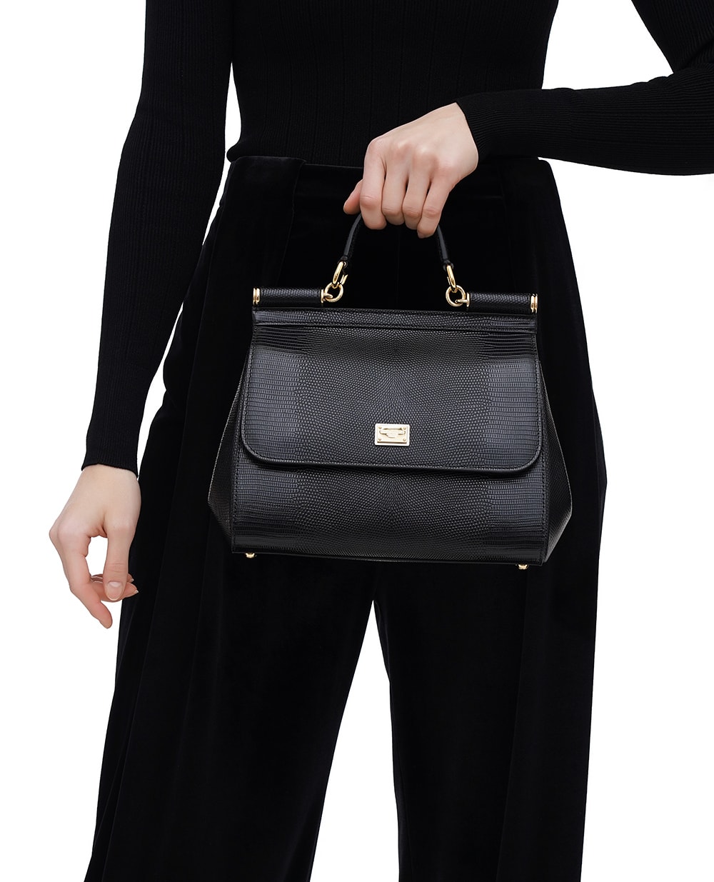 Кожаная сумка Sicily Large Dolce&Gabbana BB6002-A1095, черный цвет • Купить в интернет-магазине Kameron