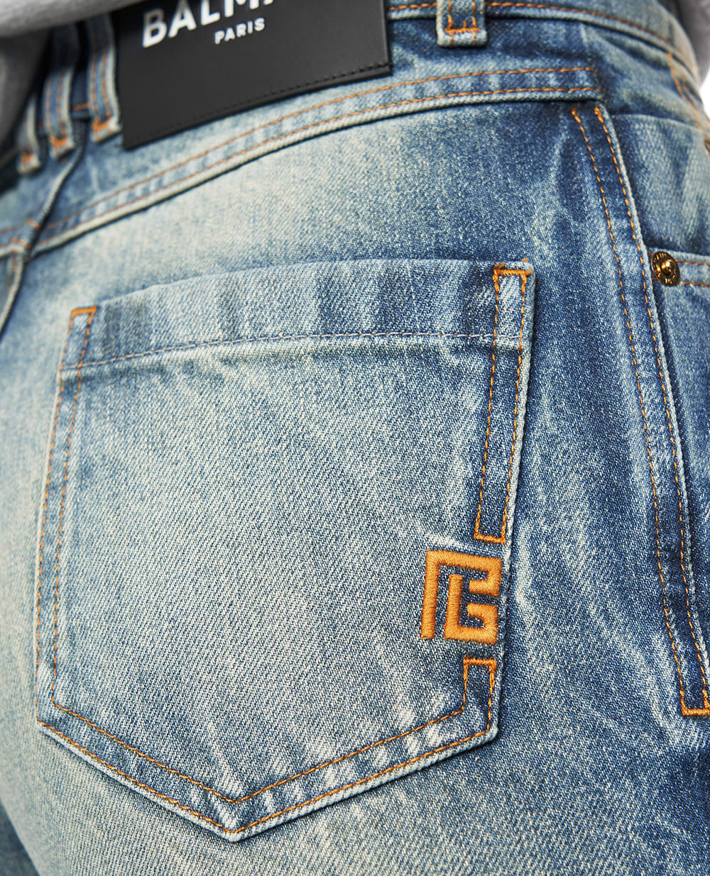 Джинси з ефектом вицвітання Balmain GF1MI070DG10, синій колір • Купити в інтернет-магазині Kameron