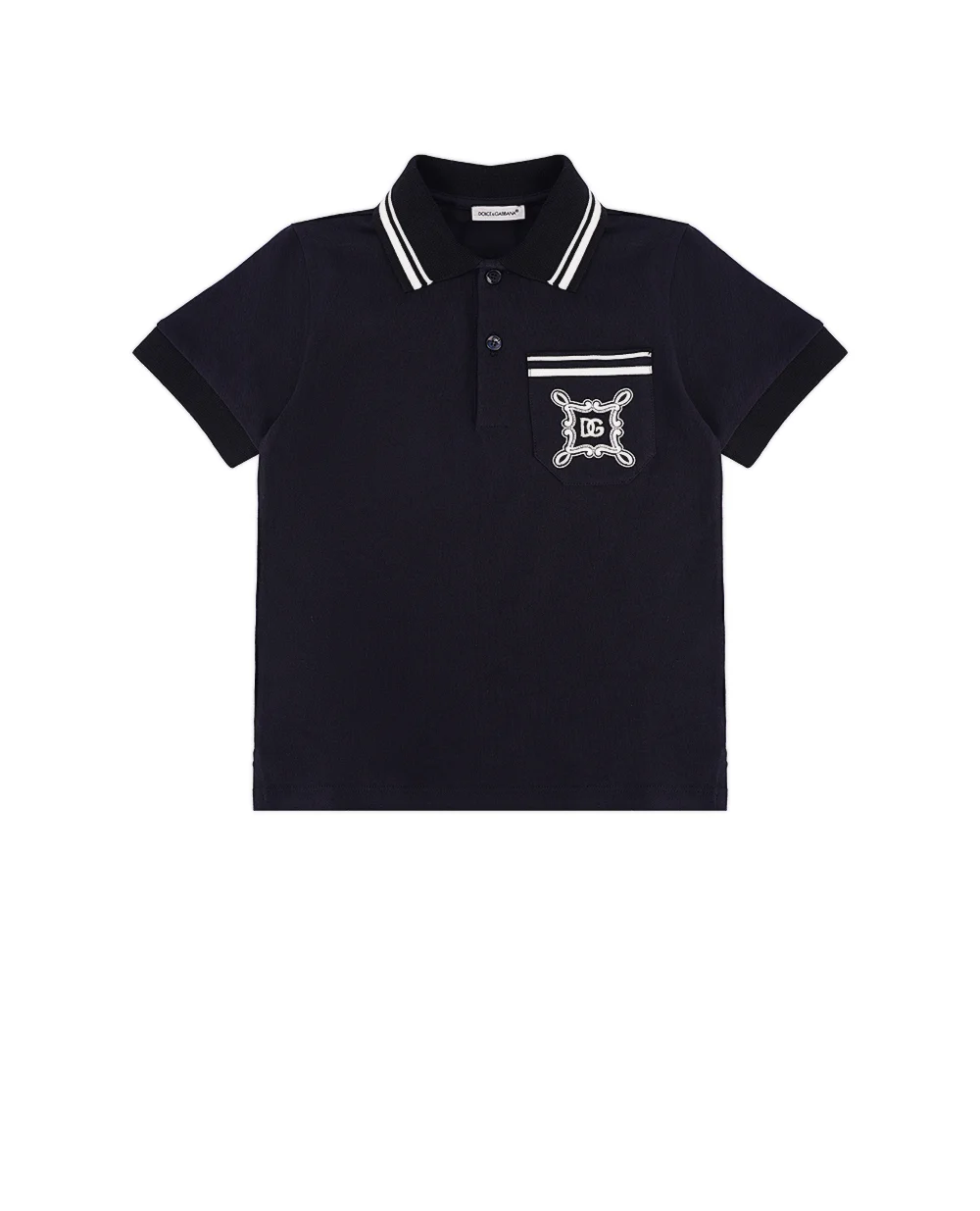 Детское поло Dolce&Gabbana Kids L4JTII-G7O0B-S, темно-синий цвет • Купить в интернет-магазине Kameron