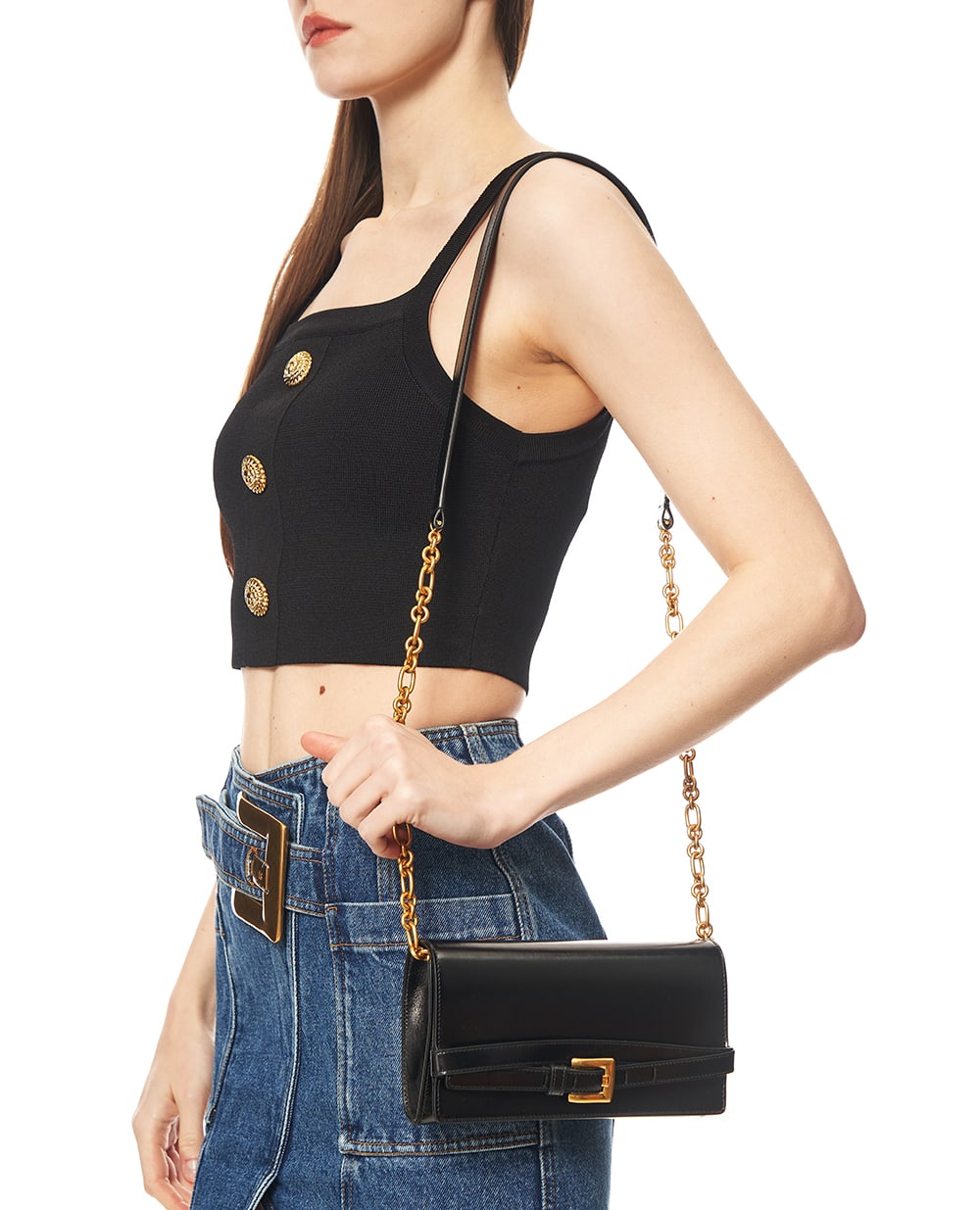 Клатч Shuffle из телячьей кожи Balmain GN1ON259LMTE, черный цвет • Купить в интернет-магазине Kameron