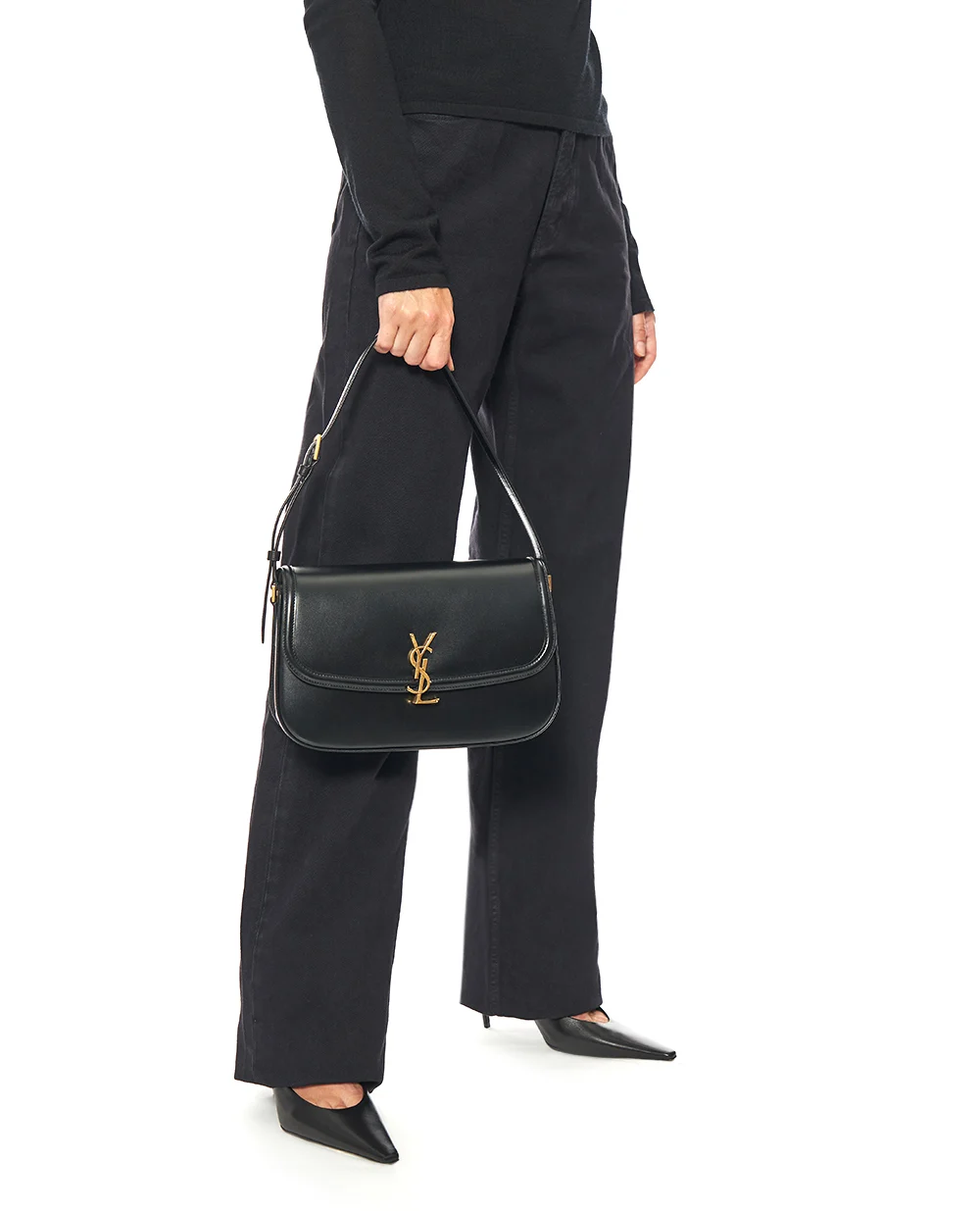 Сумка из кожи Solferino Large Saint Laurent 832332-0SX0W, черный цвет • Купить в интернет-магазине Kameron