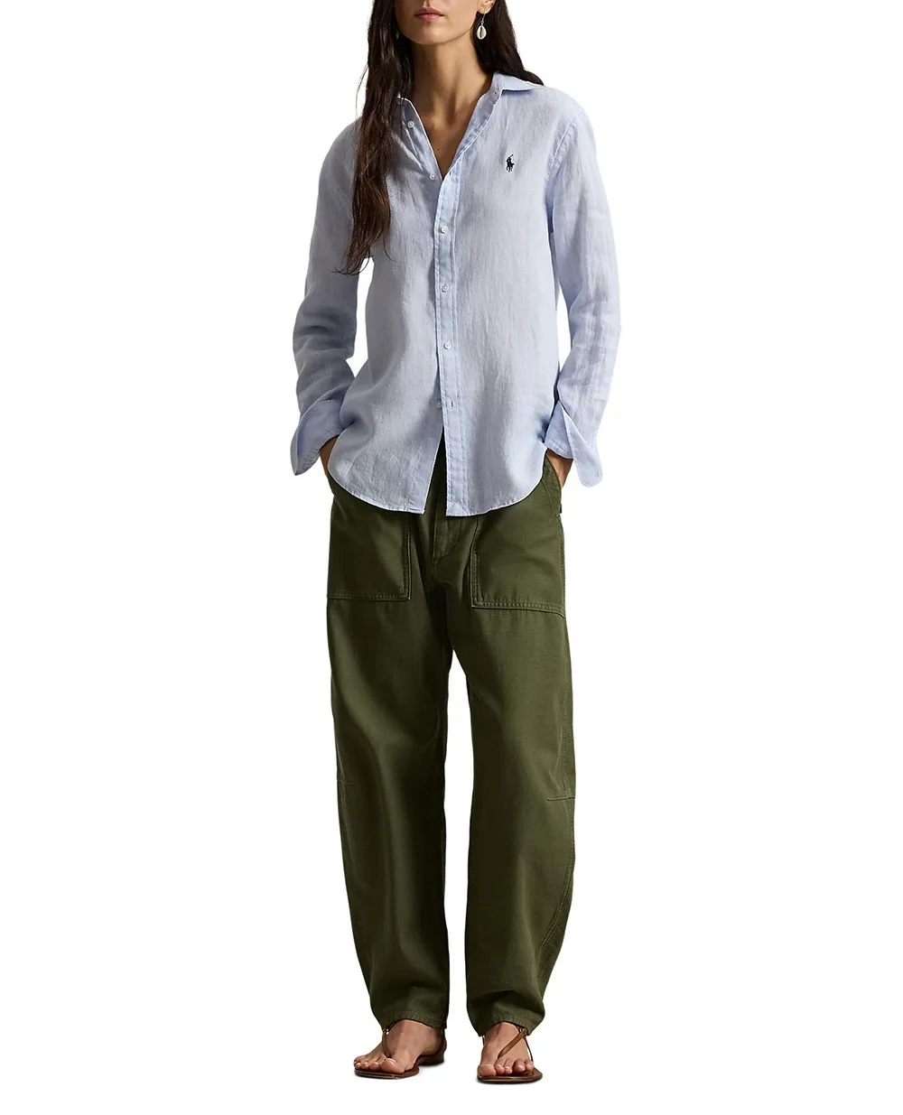 Льняная рубашка Polo Ralph Lauren 211970730503, голубой цвет • Купить в интернет-магазине Kameron