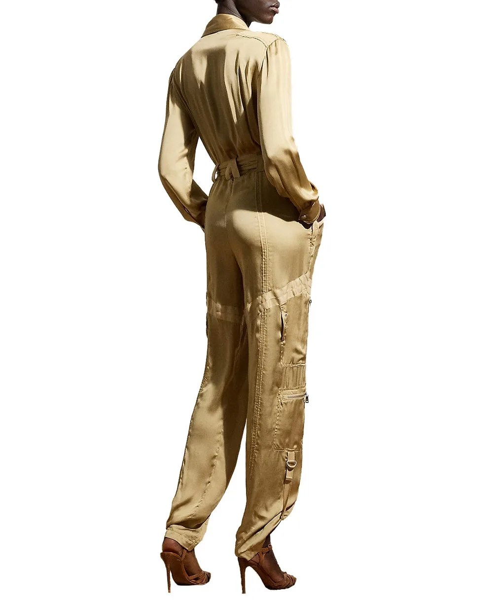 Шелковый комбинезон Ralph Lauren Collection 290966348001, бежевый цвет • Купить в интернет-магазине Kameron