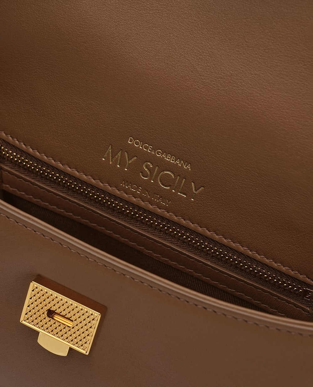 Сумка My Sicily Small із телячої шкіри Dolce&Gabbana BB7864-B7321, коричневий колір • Купити в інтернет-магазині Kameron