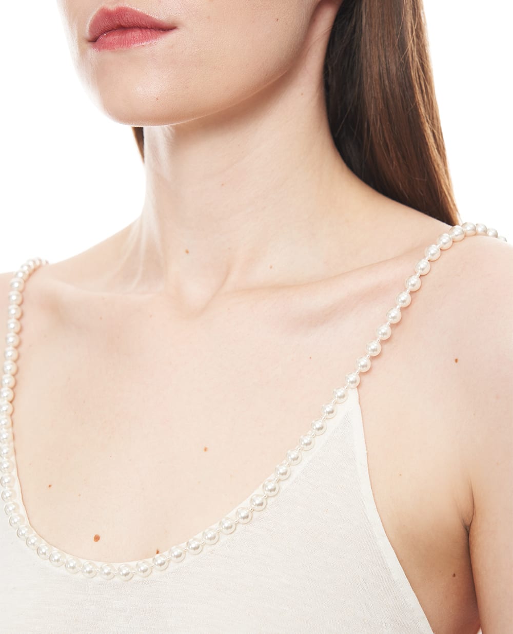 Топ с жемчужными бретелями Stella McCartney 6J04323SQA29, кремовый цвет • Купить в интернет-магазине Kameron