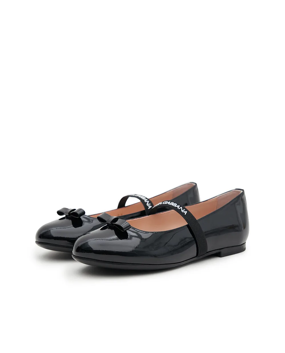 Балетки из лакированной кожи с бантико Dolce&Gabbana D11294-A4831-M, черный цвет • Купить в интернет-магазине Kameron
