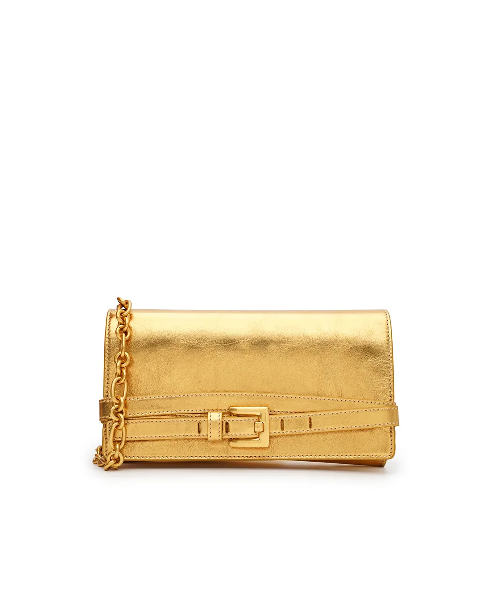 Клатч Shuffle из телячьей кожи Balmain GN1ON259LMLO, золотой цвет • Купить в интернет-магазине Kameron