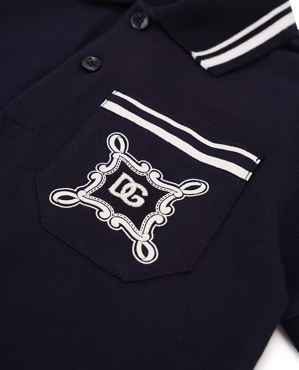 Детское поло Dolce&Gabbana Kids L4JTII-G7O0B-S, темно-синий цвет • Купить в интернет-магазине Kameron
