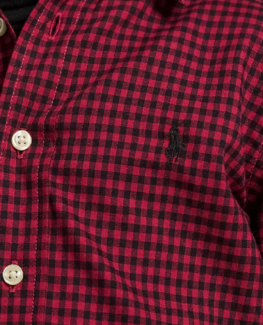 Детская рубашка из хлопковой саржи в клетку Polo Ralph Lauren Kids 322980977001, бордовый цвет • Купить в интернет-магазине Kameron