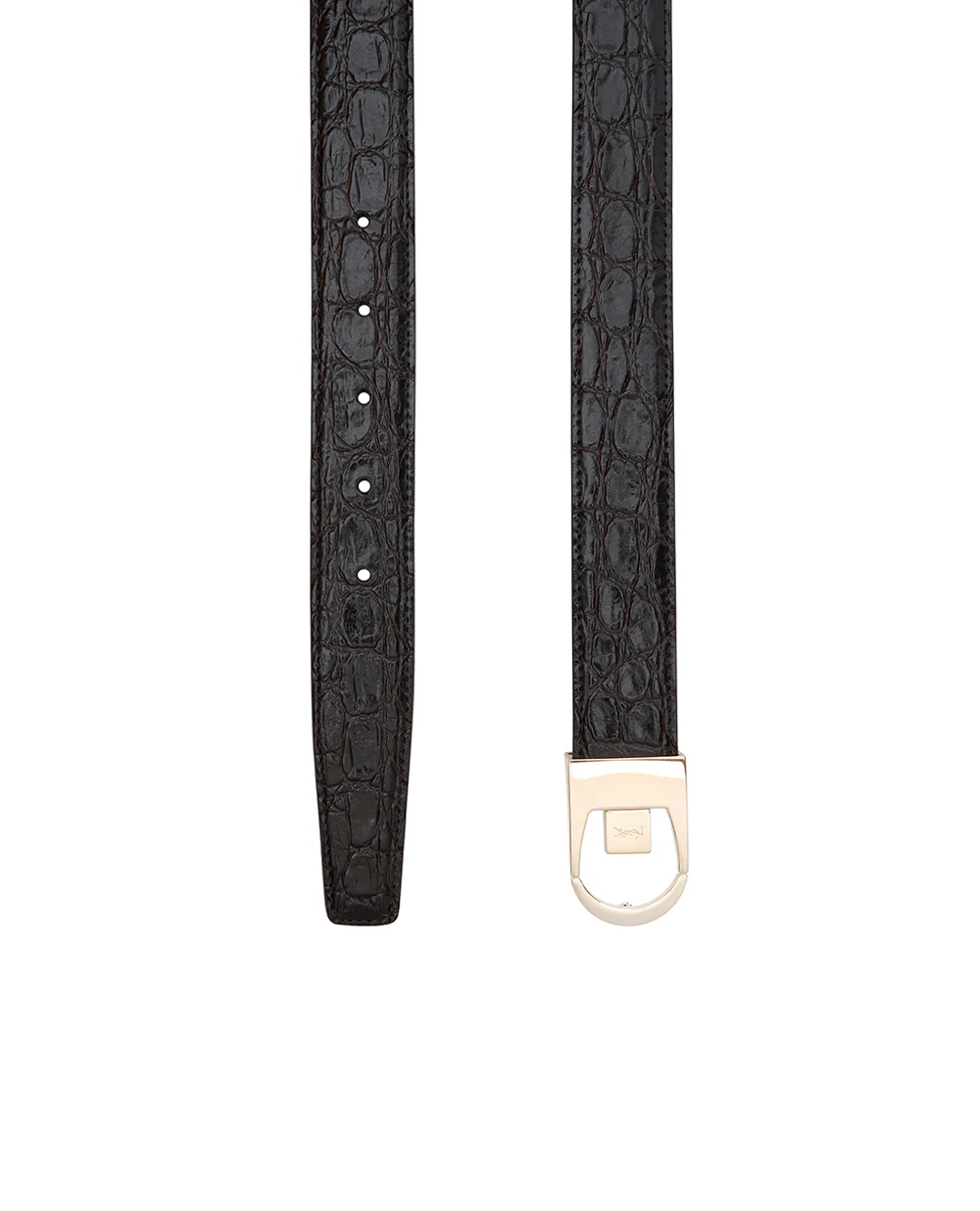 Двухсторонний кожаный ремень Saint Laurent 828728-AAEX8, темно-коричневый цвет • Купить в интернет-магазине Kameron