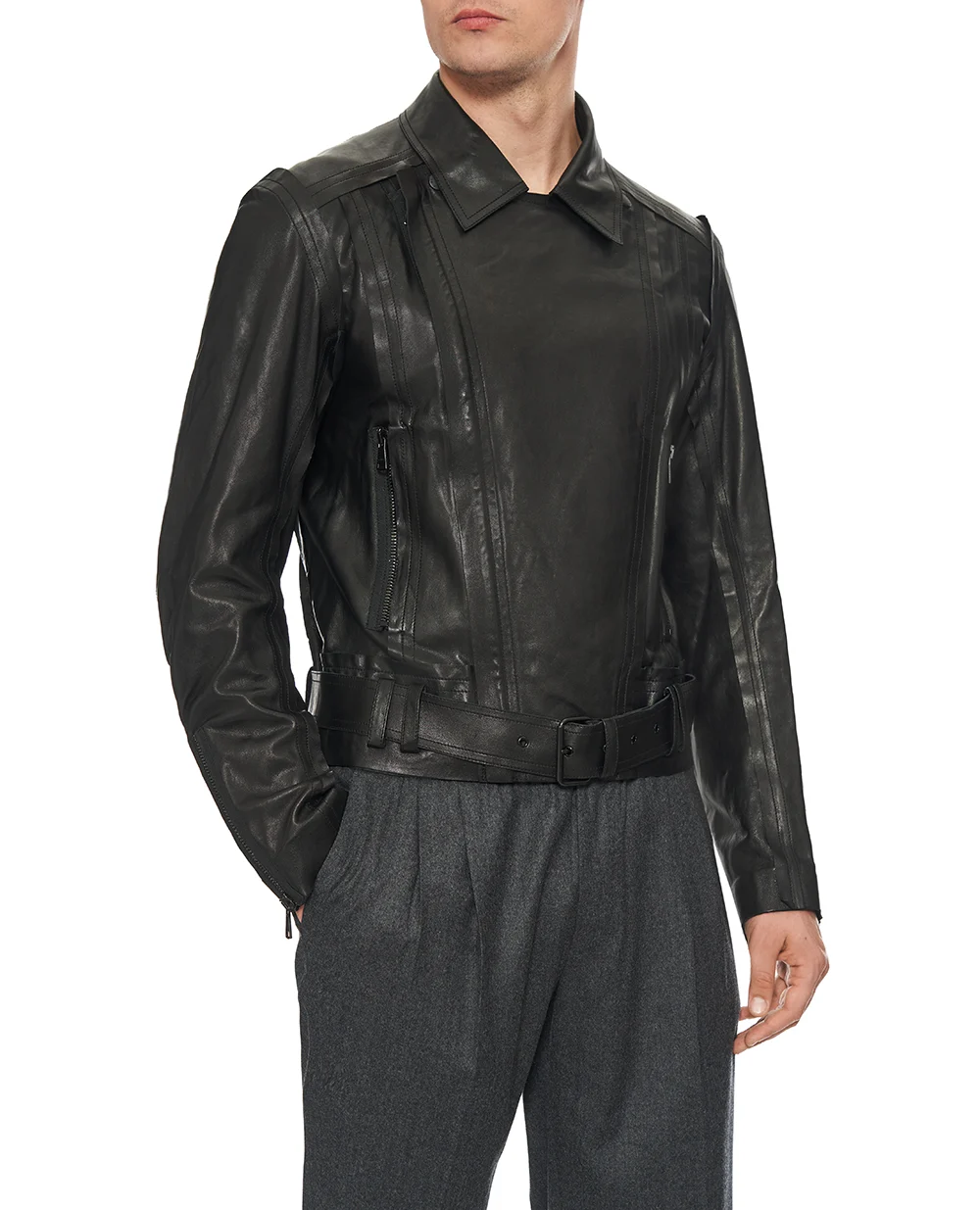 Кожаная куртка Balmain FH1TD625LD63, черный цвет • Купить в интернет-магазине Kameron
