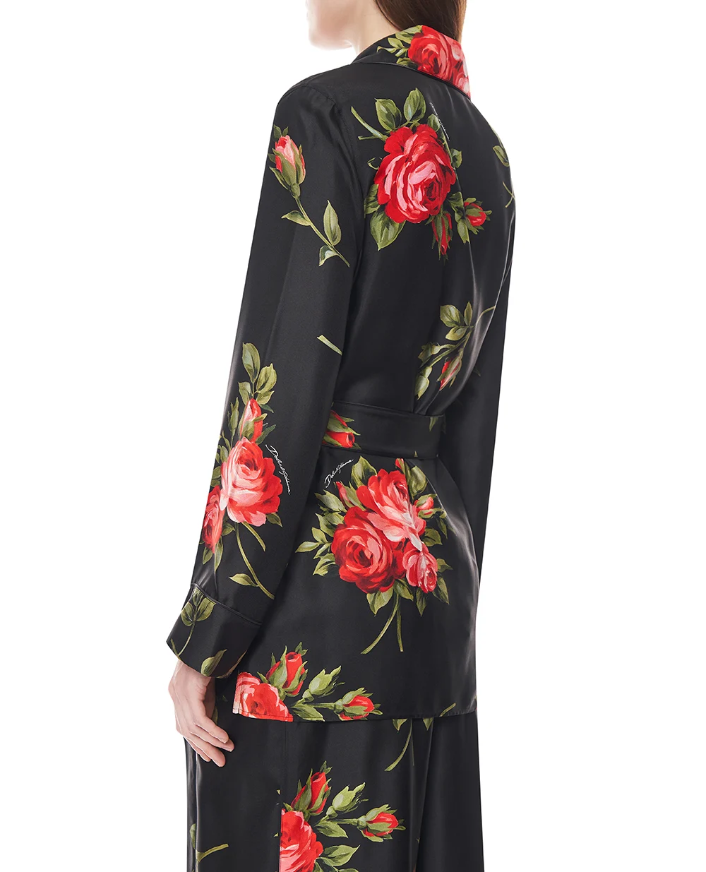 Пижамная рубашка Vanity из шёлка Dolce&Gabbana F5Q03T-IS11G, черный цвет • Купить в интернет-магазине Kameron
