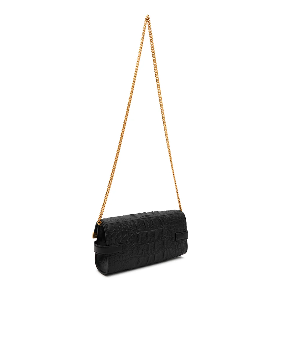 Сумка клатч под кожу крокодила Balmain FN0LE596LOBC, черный цвет • Купить в интернет-магазине Kameron