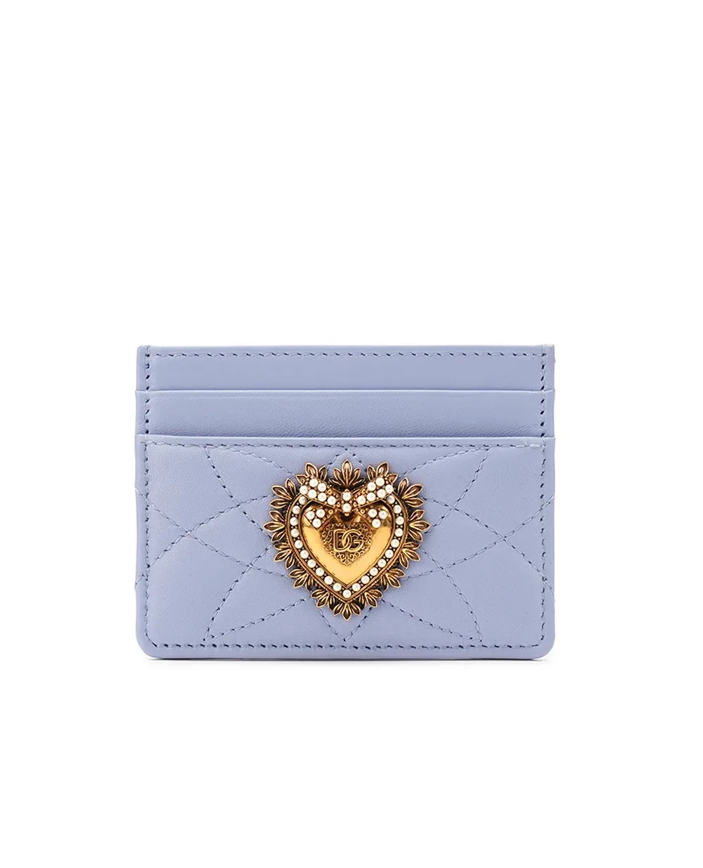 Кожаная визитница Devotion Dolce&Gabbana BI0330-AV967, голубой цвет • Купить в интернет-магазине Kameron