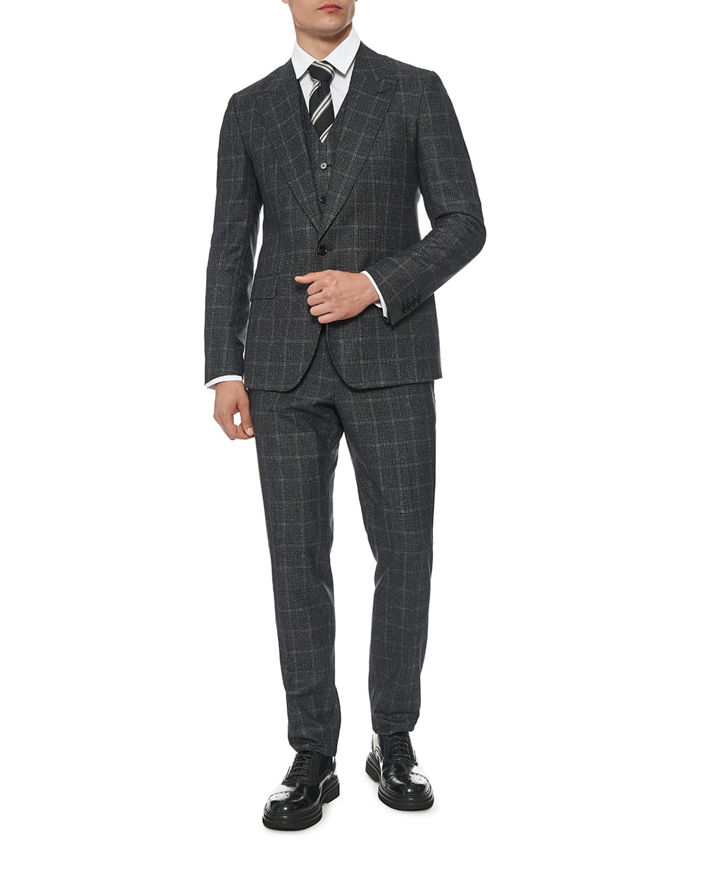 Костюм-тройка из шерсти Dolce&Gabbana GK02XT-FQ3FU, серый цвет • Купить в интернет-магазине Kameron