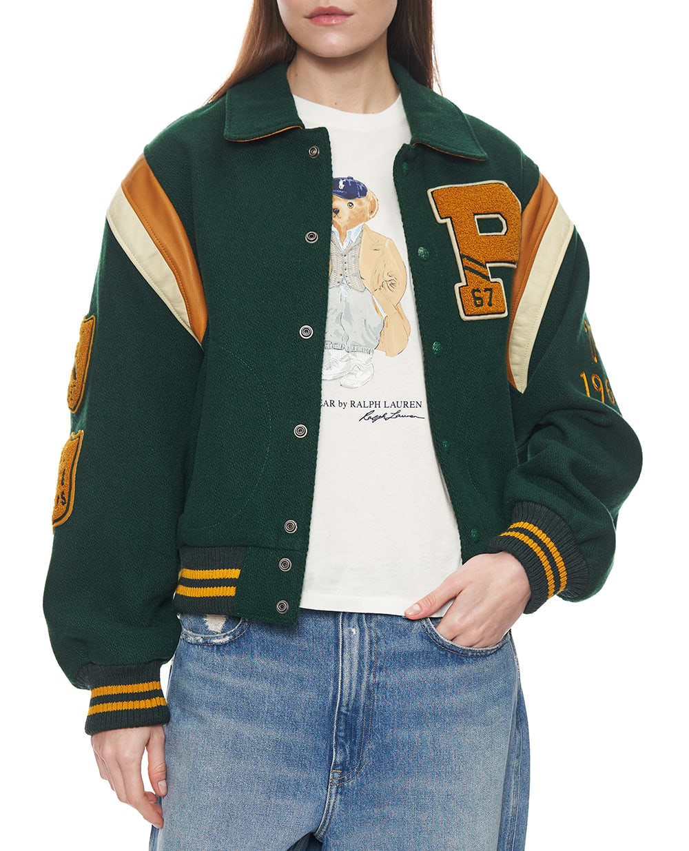 Бомбер из шерсти Polo Ralph Lauren 211971014001, зеленый цвет • Купить в интернет-магазине Kameron