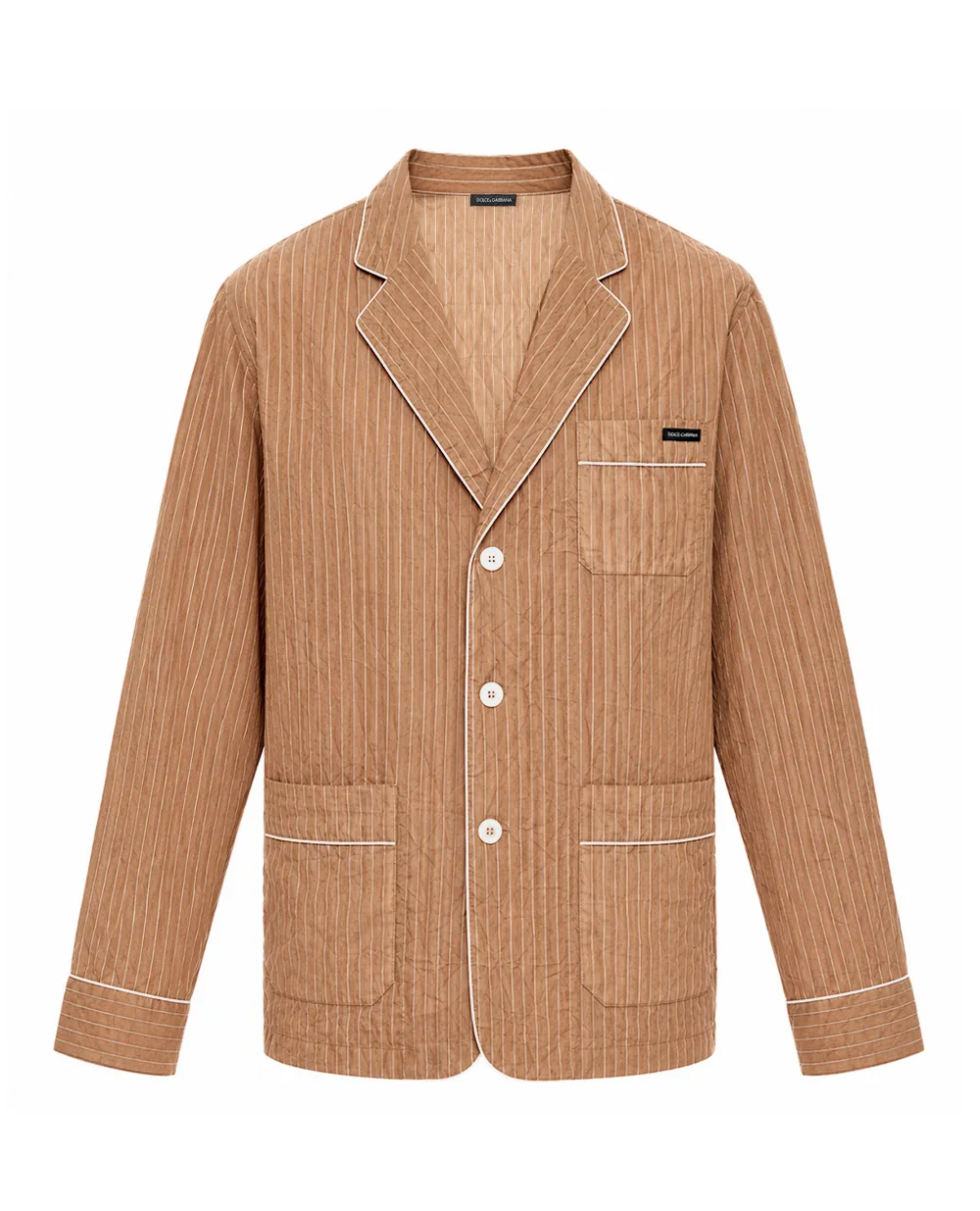 Рубашка vanity из жатой ткани в полоску (костюм) Dolce&Gabbana G2WK2T-FBMFT, коричневый цвет • Купить в интернет-магазине Kameron