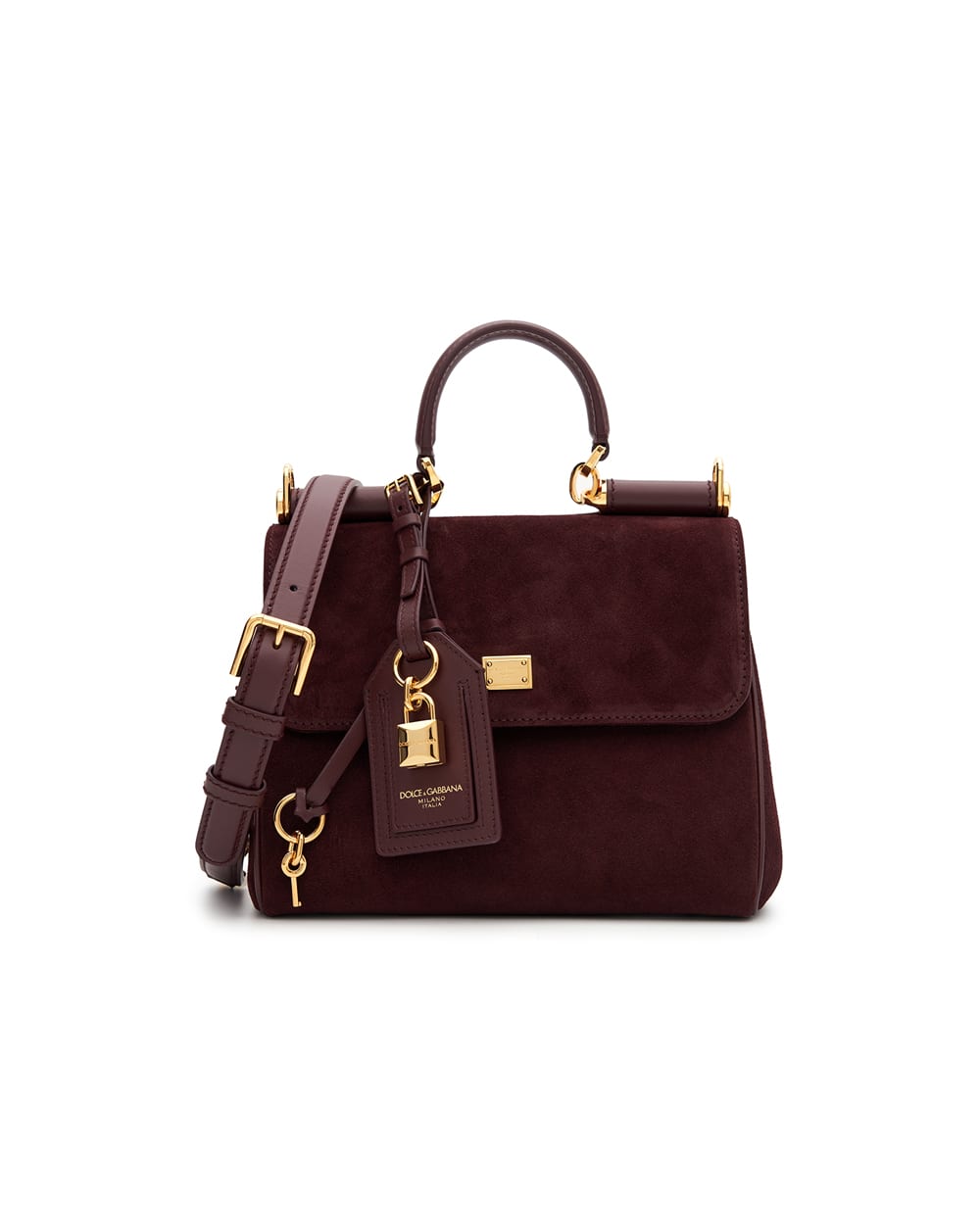 Сумка My Sicily Small из телячьей замши Dolce&Gabbana BB7781-BO903, бордовый цвет • Купить в интернет-магазине Kameron