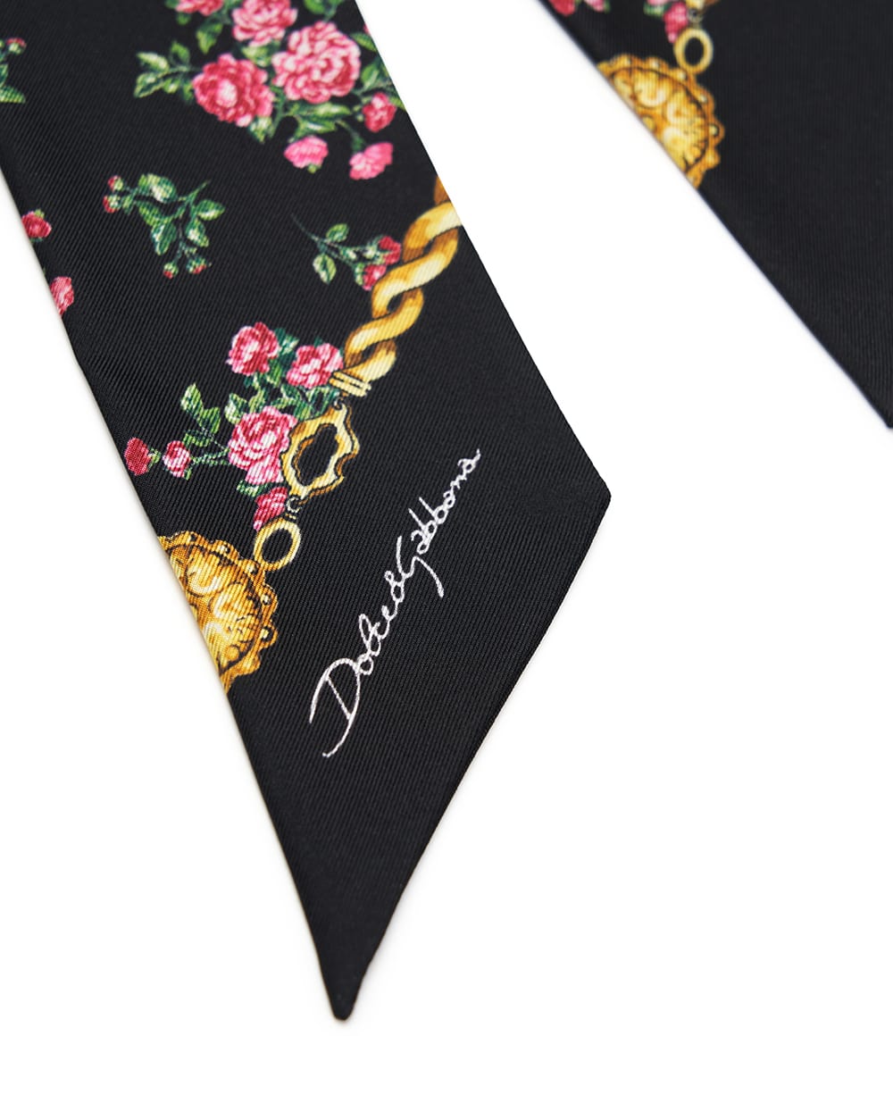 Пов'язка з шовку з квітковим принтом Dolce&Gabbana FS215A-GDDLN, чорний колір • Купити в інтернет-магазині Kameron